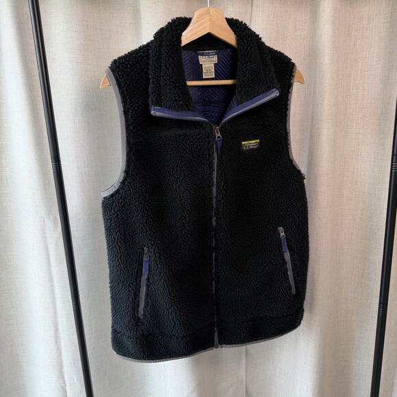 L.L.Bean Sherpa Fleece Vest Men’s M Black Cozy Outdoor Core Layer - Picture 10 of 14